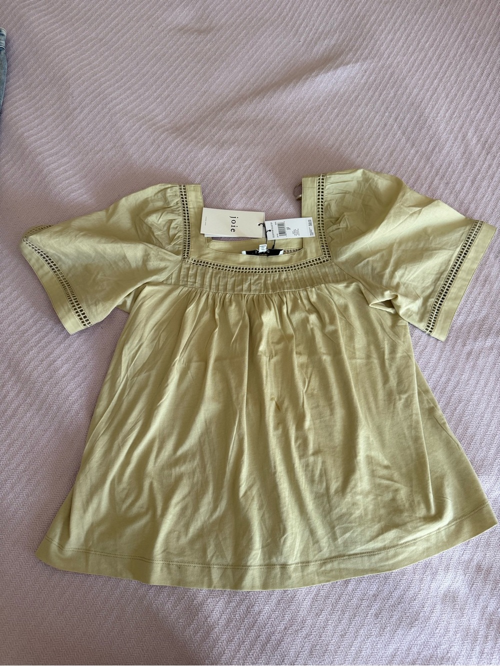 Joie Sage Green Puff Sleeve Tee with Square Neck